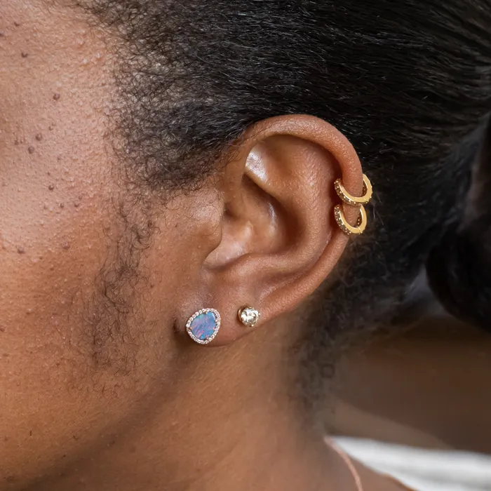 Diamani Opal and Diamond Halo Earrings and Necklace 14k Rose Set Set D Earrings