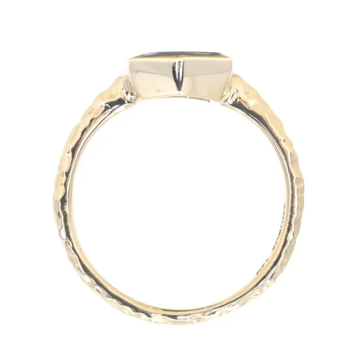 Discovery Gems 193ct Green Teal Geo Slice Sapphire Evergreen Low Profile Bezel Solitaire Ring in 14k Yellow Gold Rings