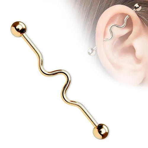 Earrings 14g Wavy Rose Gold Industrial Barbell Tulsa Body Jewelry Earrings 14g Wavy Rose Gold Industrial Barbell Tulsa Body Jewelry