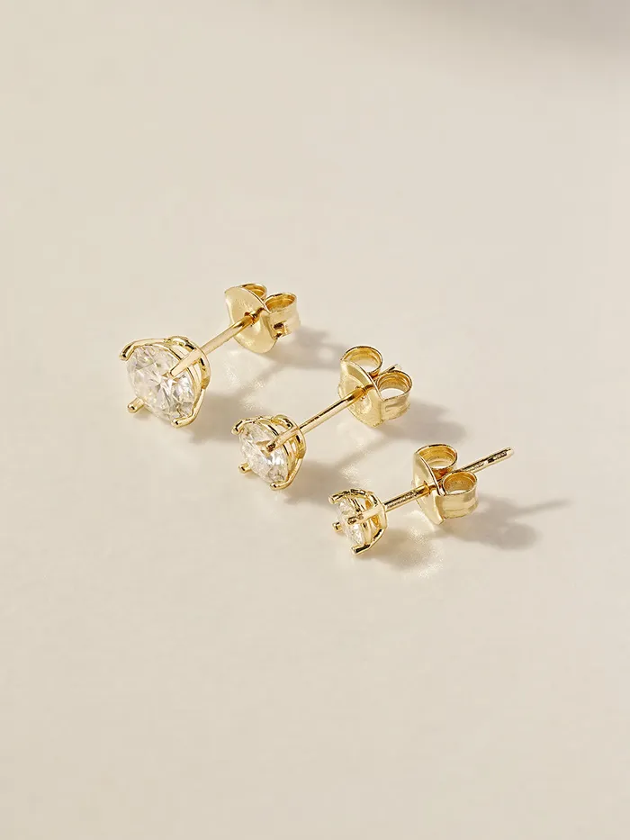 Earrings 14K Gold 4 Pronged Moissanite Stud Earring MinimalBijoux