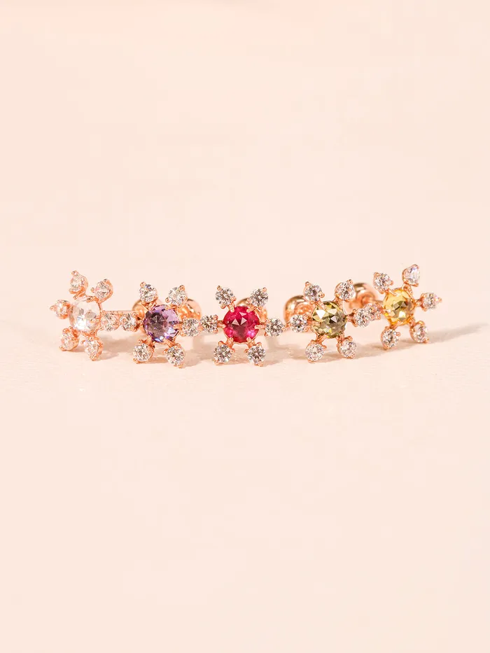 Earrings 14K Gold Flower RoseCut Cubic Cartilage Earring 20G18G16G MinimalBijoux