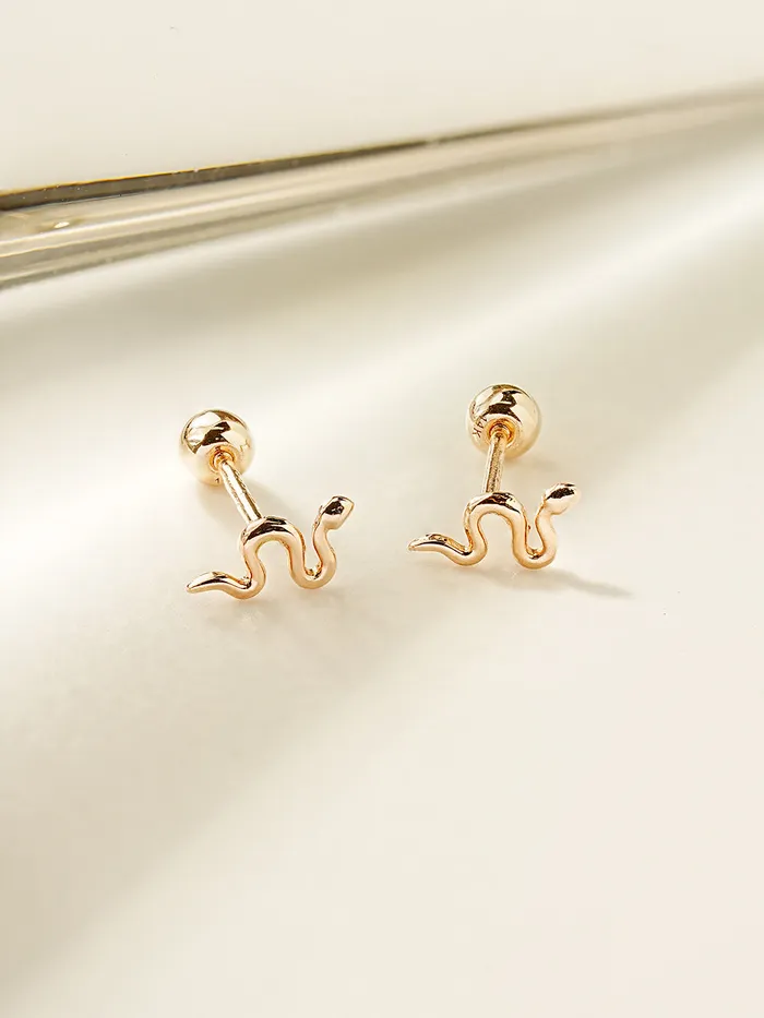 Earrings 14K Gold Slay Snake Earring 20G18G16G MinimalBijoux