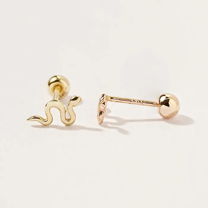 Earrings 14K Gold Slay Snake Earring 20G18G16G MinimalBijoux