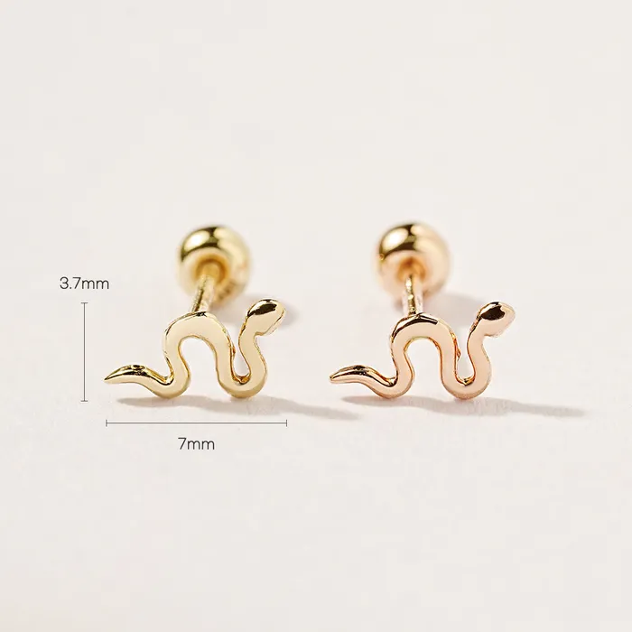 Earrings 14K Gold Slay Snake Earring 20G18G16G MinimalBijoux
