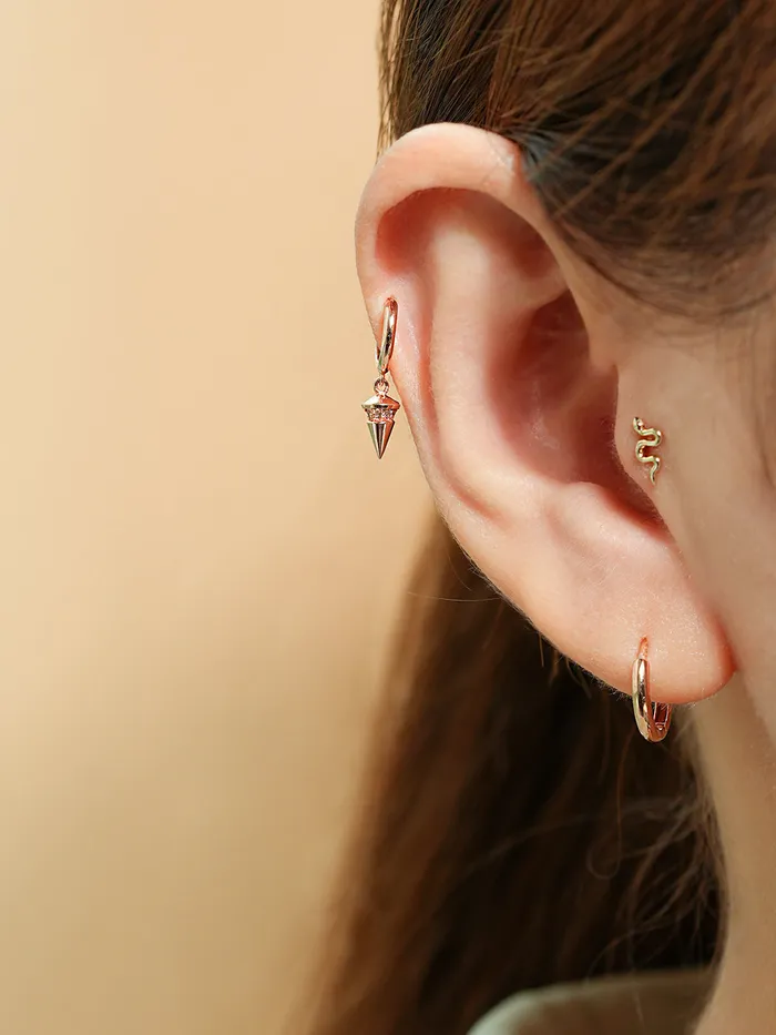 Earrings 14K Gold Slay Snake Earring 20G18G16G MinimalBijoux