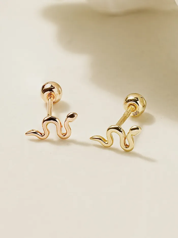 Earrings 14K Gold Slay Snake Earring 20G18G16G MinimalBijoux