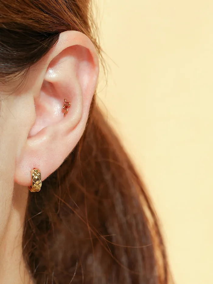 Earrings 14K Gold Slay Snake Earring 20G18G16G MinimalBijoux