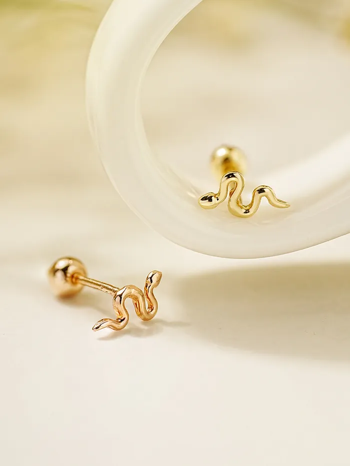 Earrings 14K Gold Slay Snake Earring 20G18G16G MinimalBijoux