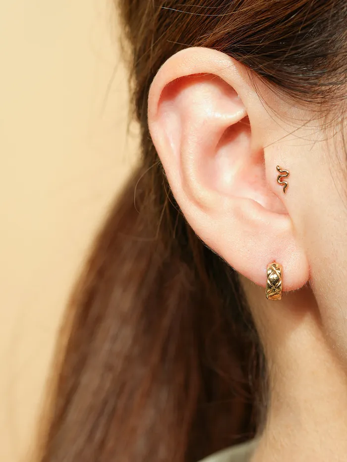 Earrings 14K Gold Slay Snake Earring 20G18G16G MinimalBijoux