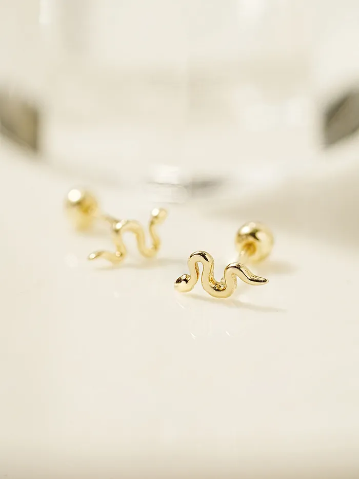Earrings 14K Gold Slay Snake Earring 20G18G16G MinimalBijoux