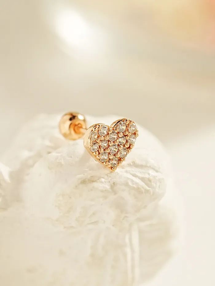 Earrings 14K Gold Winter Cubic Heart Cartilage Earring 20G18G16G MinimalBijoux Earrings 14K Gold Winter Cubic Heart Cartilage Earring 20G18G16G MinimalBijoux