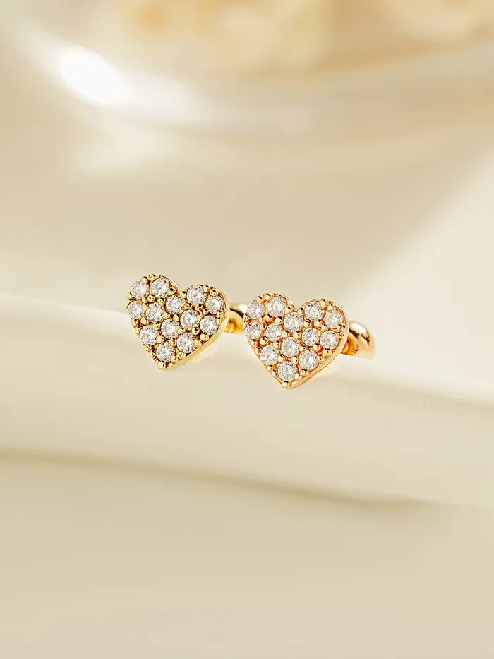 Earrings 14K Gold Winter Cubic Heart Cartilage Earring 20G18G16G MinimalBijoux