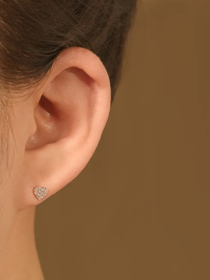 Earrings 14K Gold Winter Cubic Heart Cartilage Earring 20G18G16G MinimalBijoux