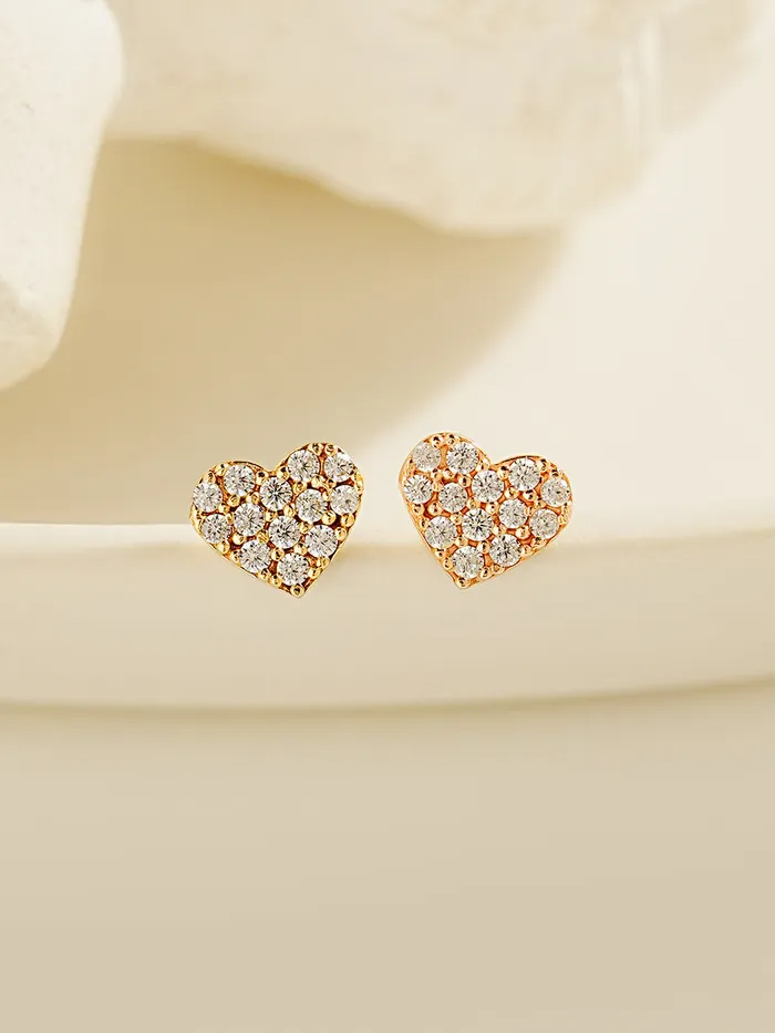 Earrings 14K Gold Winter Cubic Heart Cartilage Earring 20G18G16G MinimalBijoux