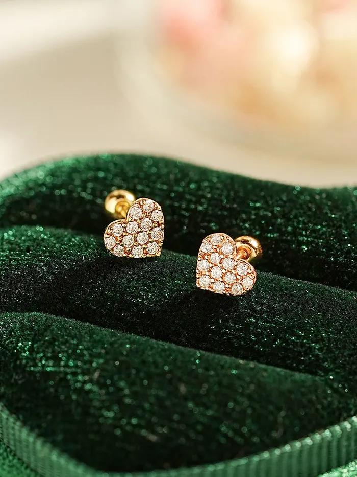 Earrings 14K Gold Winter Cubic Heart Cartilage Earring 20G18G16G MinimalBijoux