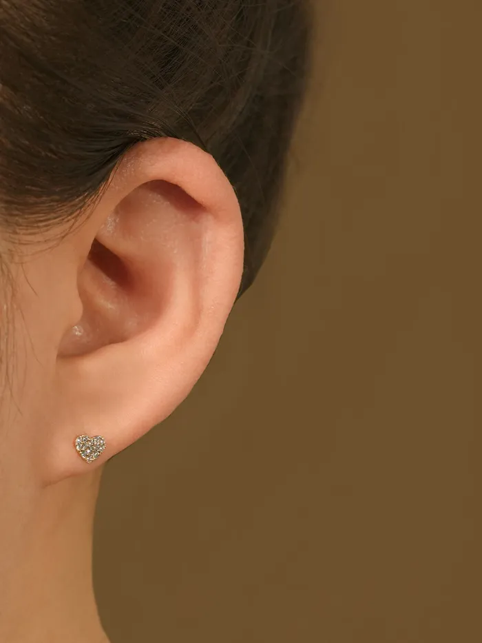 Earrings 14K Gold Winter Cubic Heart Cartilage Earring 20G18G16G MinimalBijoux