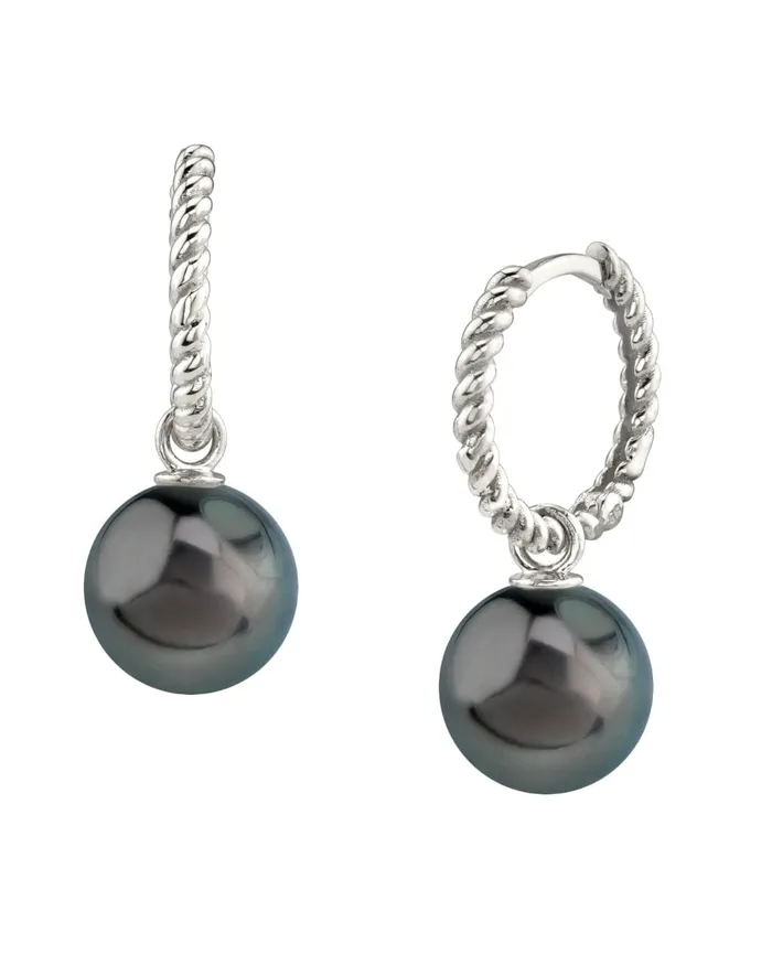 Earrings Black Tahitian Pearl Lyra Dangle Earrings SPT