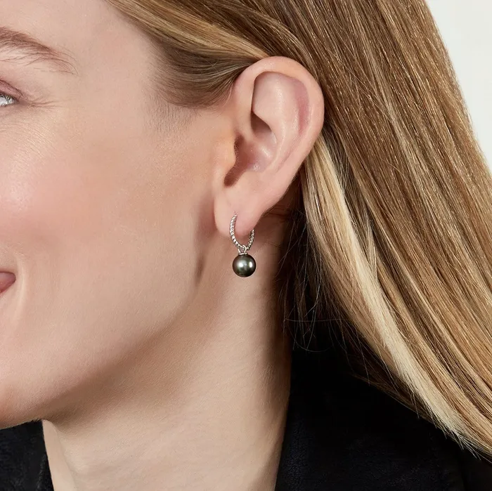 Earrings Black Tahitian Pearl Lyra Dangle Earrings SPT