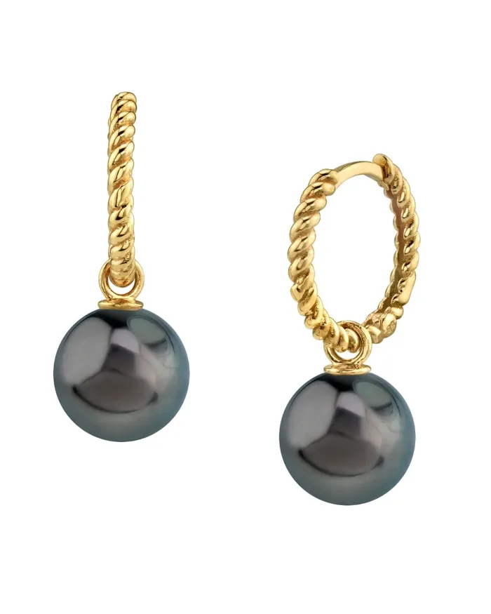 Earrings Black Tahitian Pearl Lyra Dangle Earrings SPT