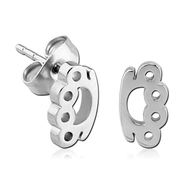 Earrings Brass Knuckles Stainless Stud Earrings Tulsa Body Jewelry