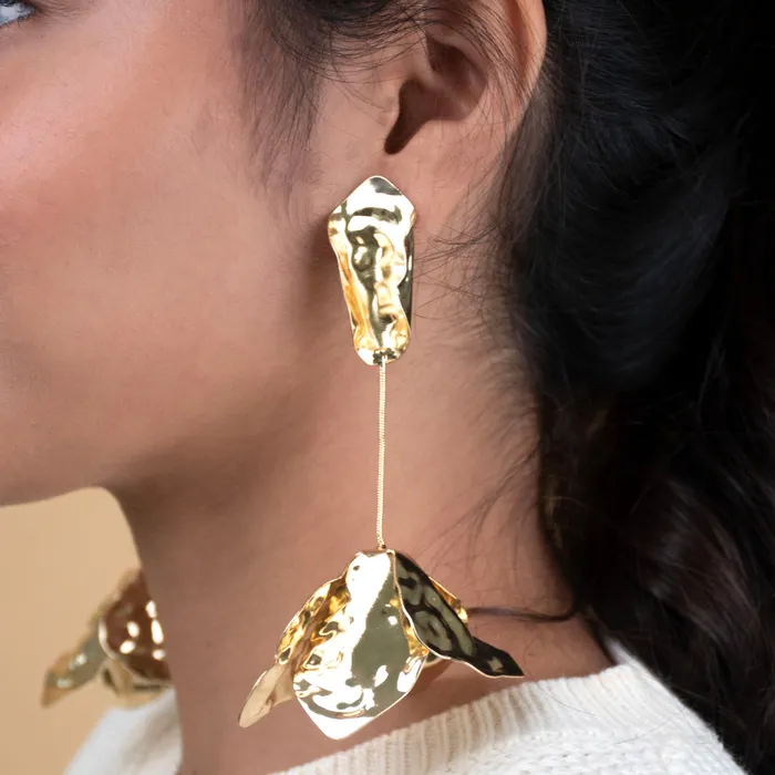 Earrings Flower Metal Drop Earrings Upakarna