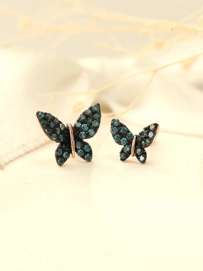 Earrings MinimalBijoux 14K gold Bling Blue Butterfly cartilage earring 20g
