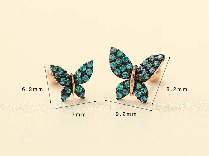 Earrings MinimalBijoux 14K gold Bling Blue Butterfly cartilage earring 20g
