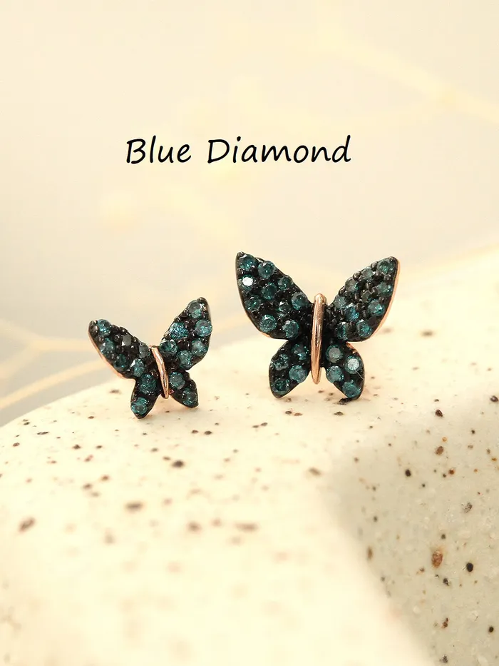 Earrings MinimalBijoux 14K gold Bling Blue Butterfly cartilage earring 20g