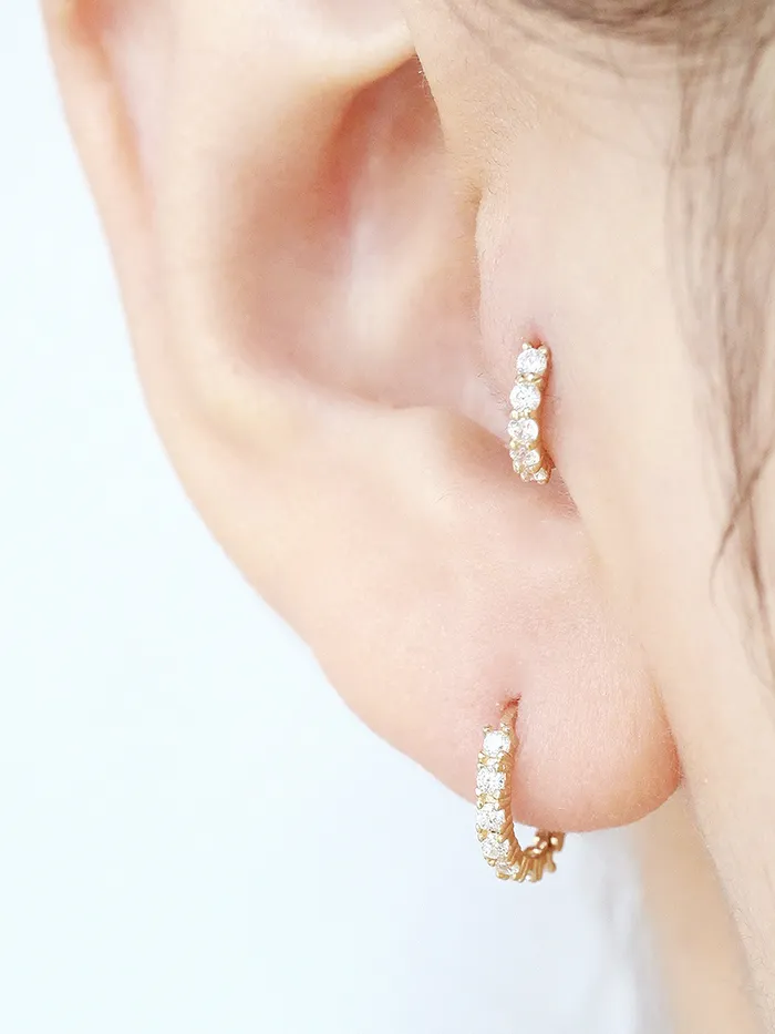 Earrings MinimalBijoux 14K Gold Daily CZ cartilage hoop earring