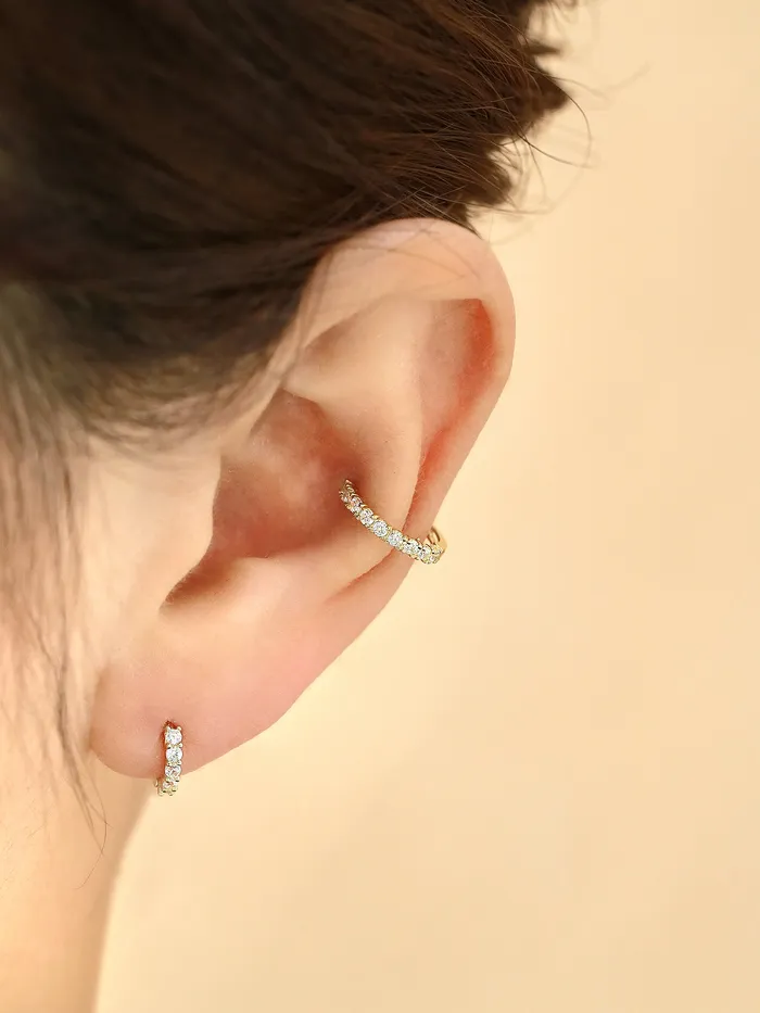 Earrings MinimalBijoux 14K Gold Daily CZ cartilage hoop earring