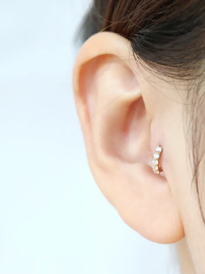 Earrings MinimalBijoux 14K Gold Daily CZ cartilage hoop earring