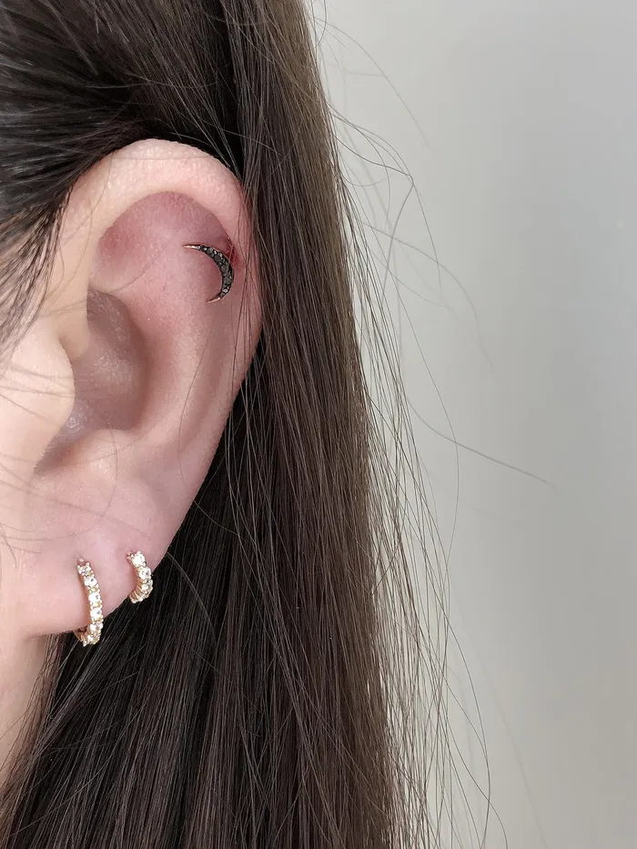 Earrings MinimalBijoux 14K Gold Daily CZ cartilage hoop earring