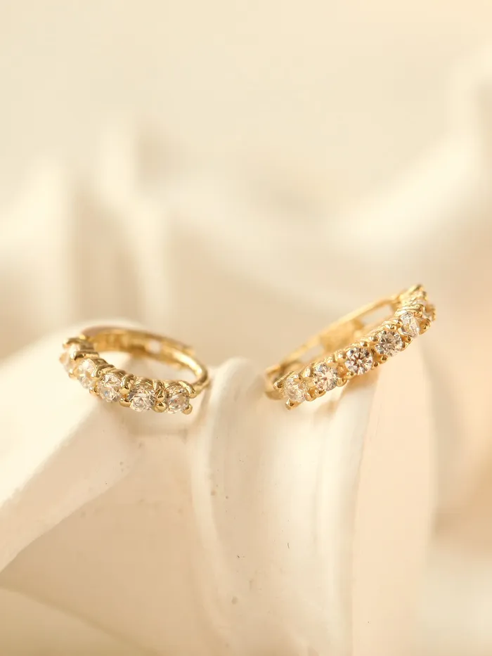 Earrings MinimalBijoux 14K Gold Daily CZ cartilage hoop earring
