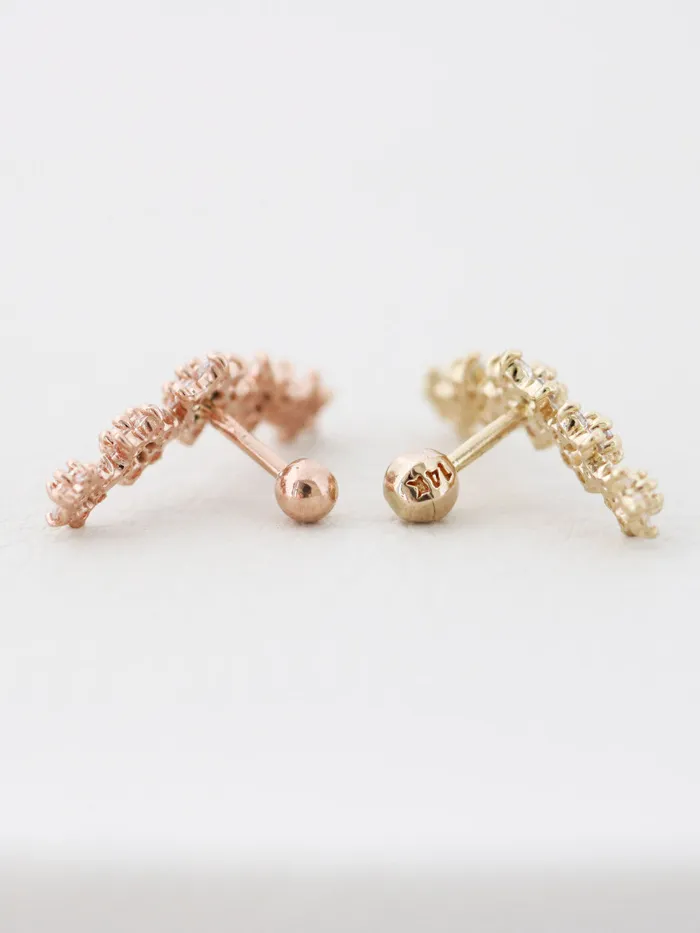 Earrings MinimalBijoux 14K Gold Five Flower Cartilage Earring 18G16G