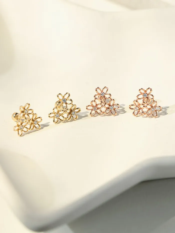 Earrings MinimalBijoux 14K Gold Flower Garden Cartilage Earring 20G18G16G
