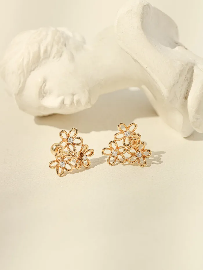 Earrings MinimalBijoux 14K Gold Flower Garden Cartilage Earring 20G18G16G