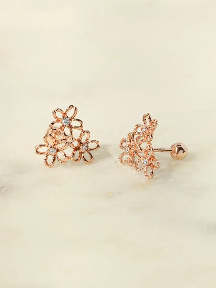 Earrings MinimalBijoux 14K Gold Flower Garden Cartilage Earring 20G18G16G