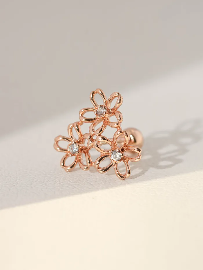 Earrings MinimalBijoux 14K Gold Flower Garden Cartilage Earring 20G18G16G