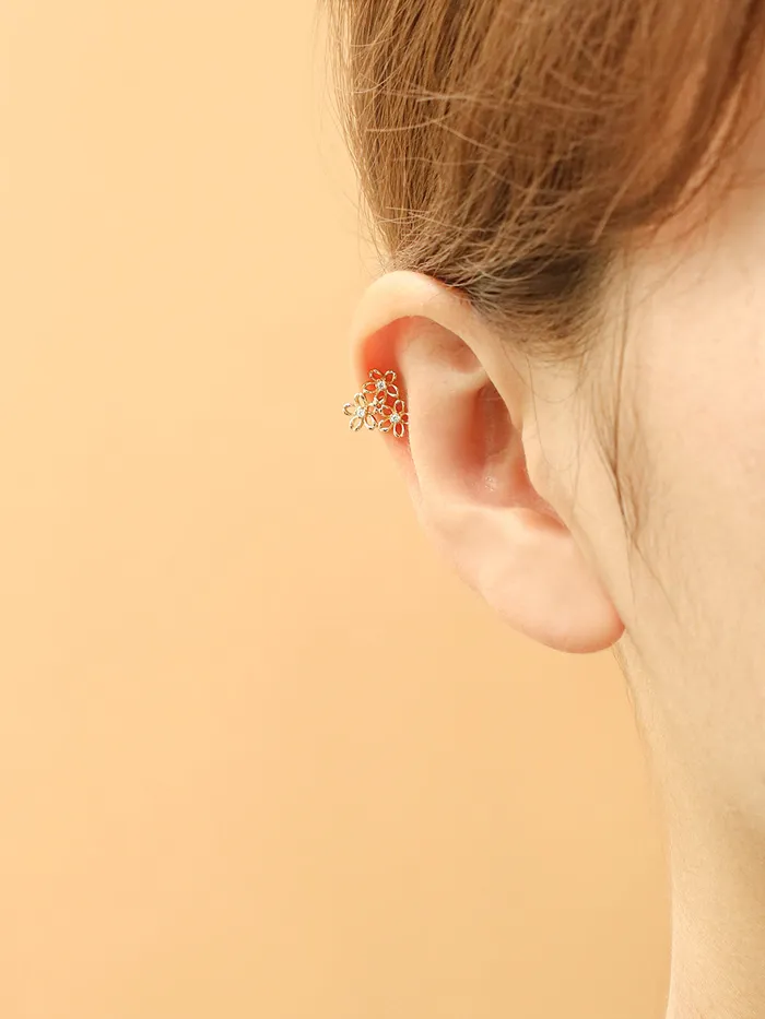 Earrings MinimalBijoux 14K Gold Flower Garden Cartilage Earring 20G18G16G