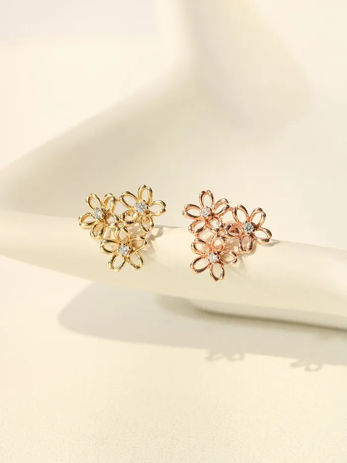 Earrings MinimalBijoux 14K Gold Flower Garden Cartilage Earring 20G18G16G
