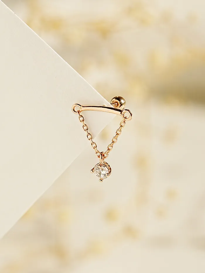 Earrings MinimalBijoux 14K Gold Moissanite Dia Hidden Helix Drop Cubic Earring 20G18G16G