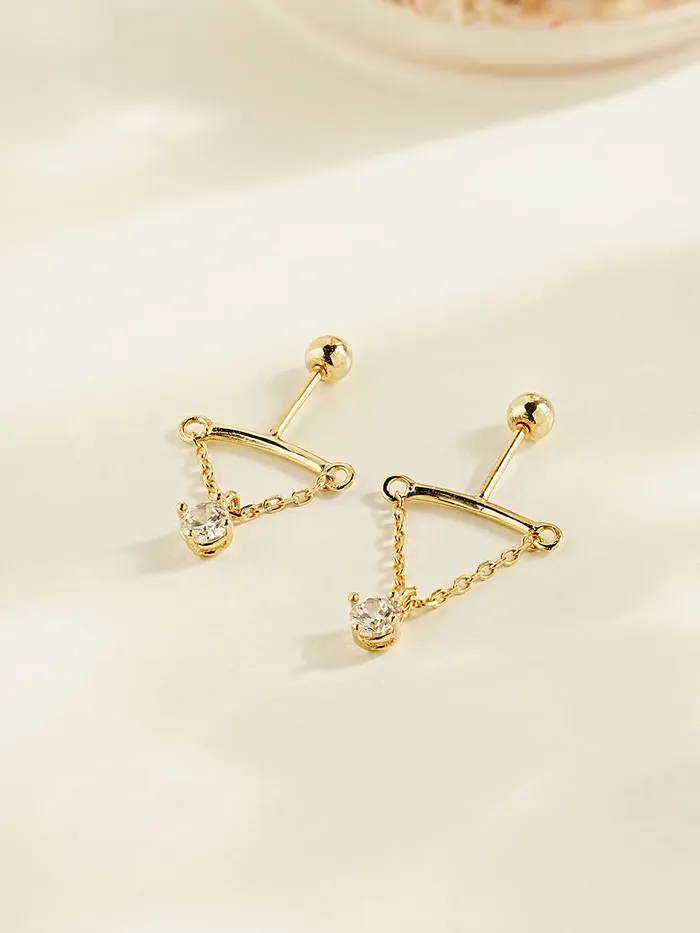 Earrings MinimalBijoux 14K Gold Moissanite Dia Hidden Helix Drop Cubic Earring 20G18G16G
