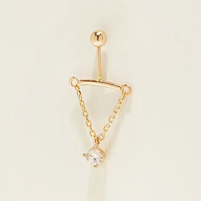 Earrings MinimalBijoux 14K Gold Moissanite Dia Hidden Helix Drop Cubic Earring 20G18G16G
