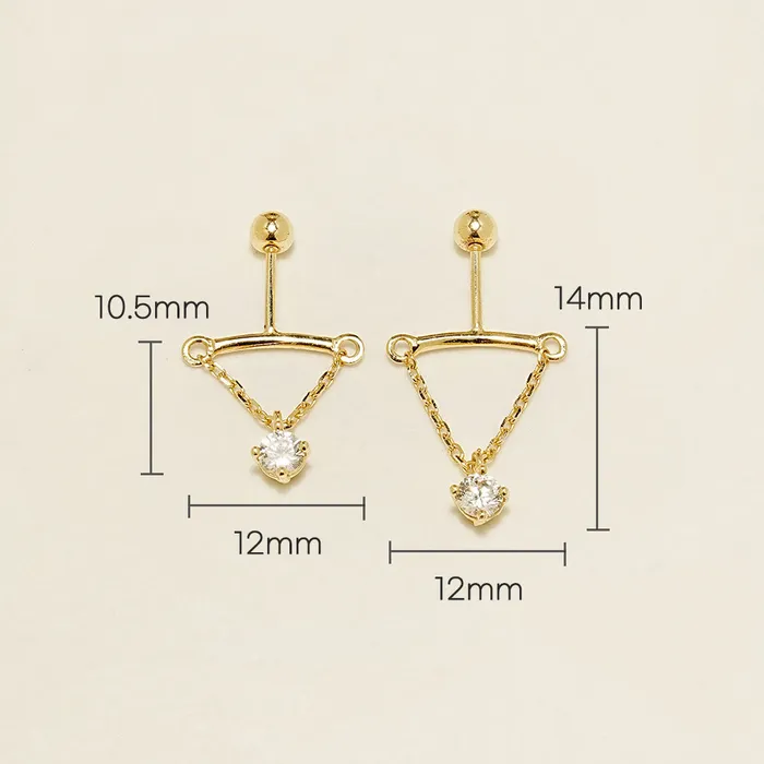 Earrings MinimalBijoux 14K Gold Moissanite Dia Hidden Helix Drop Cubic Earring 20G18G16G