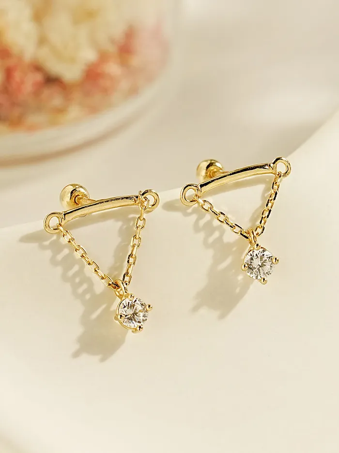 Earrings MinimalBijoux 14K Gold Moissanite Dia Hidden Helix Drop Cubic Earring 20G18G16G
