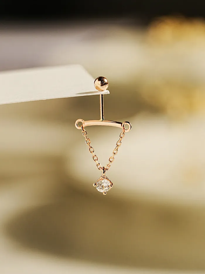 Earrings MinimalBijoux 14K Gold Moissanite Dia Hidden Helix Drop Cubic Earring 20G18G16G