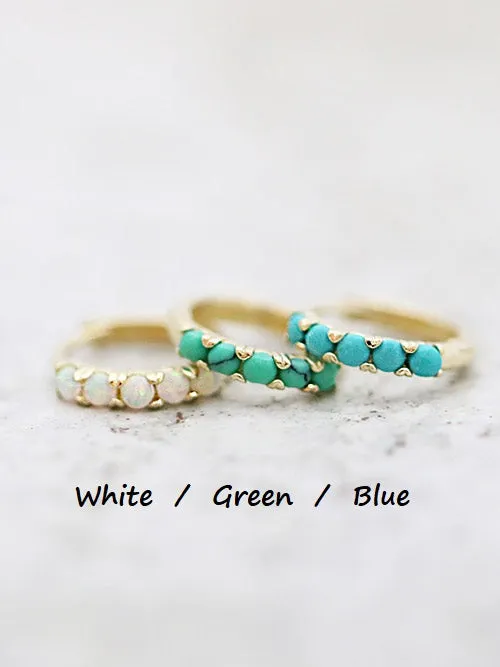 Earrings MinimalBijoux 14K Gold Opal Hoop Earring