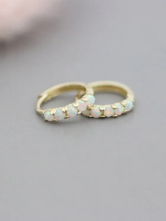 Earrings MinimalBijoux 14K Gold Opal Hoop Earring