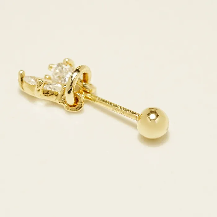 Earrings MinimalBijoux 14K Gold Twin Cubic Drop Cartilage Earring 20G18G16G