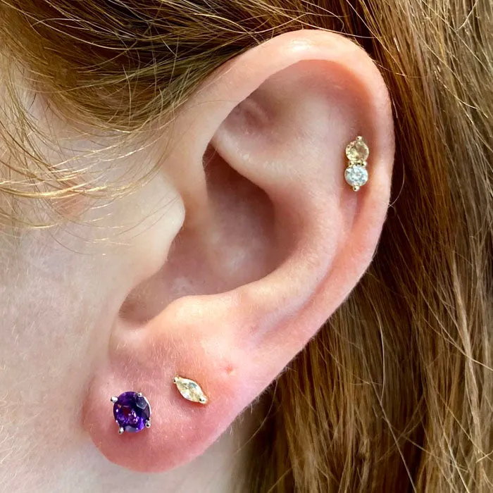 Earrings Moriartys Gem Art 14K White Gold Round Cut Amethyst Stud Earrings 60 Carats